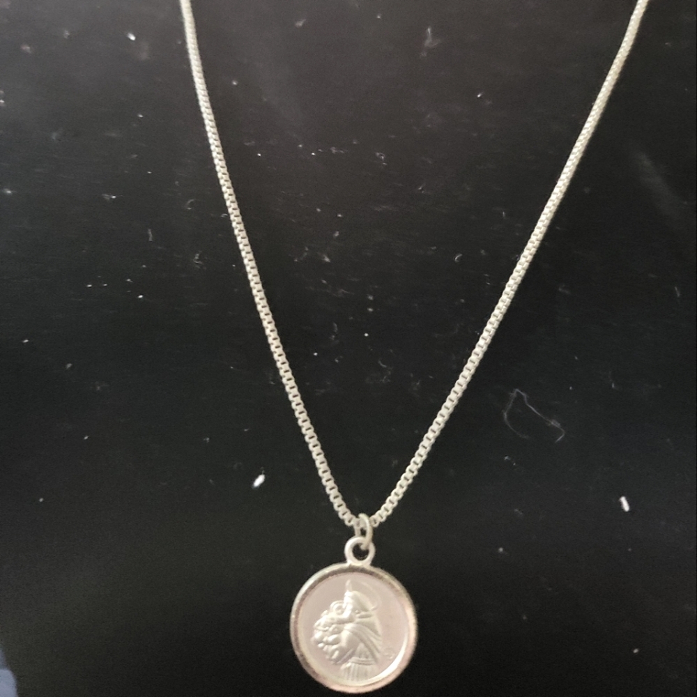 Silver tone St Christopher pendant